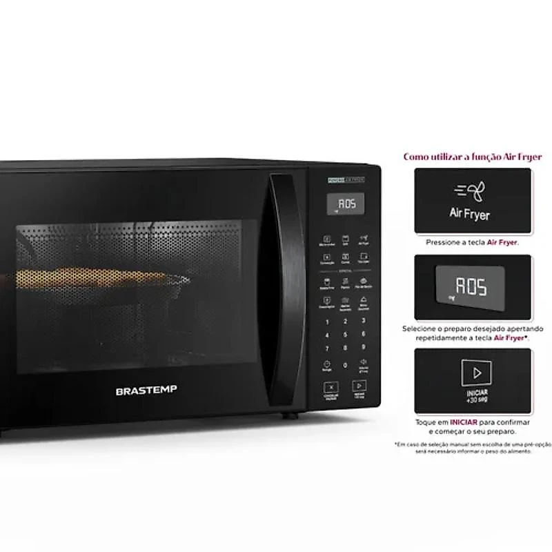 Micro-ondas de Bancada Brastemp 26L Air Fryer Preto BMC29AE 127V