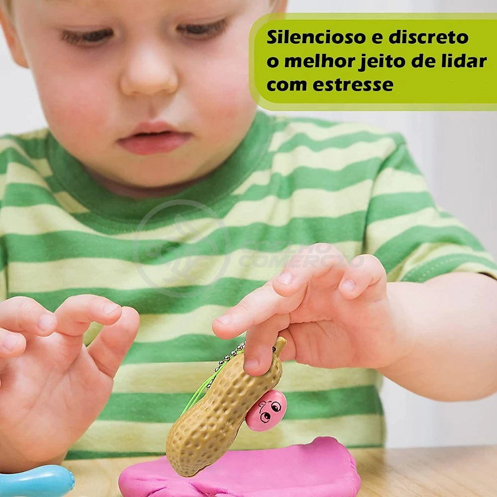 Chaveiro Amendoim Anti Stress de Apertar Sensorial Relaxa