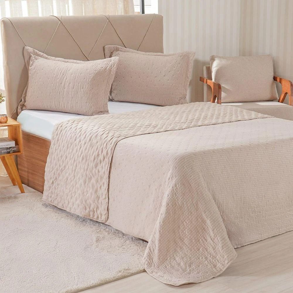 Kit Colcha Queen Santorini New 240x260cm Biscuit