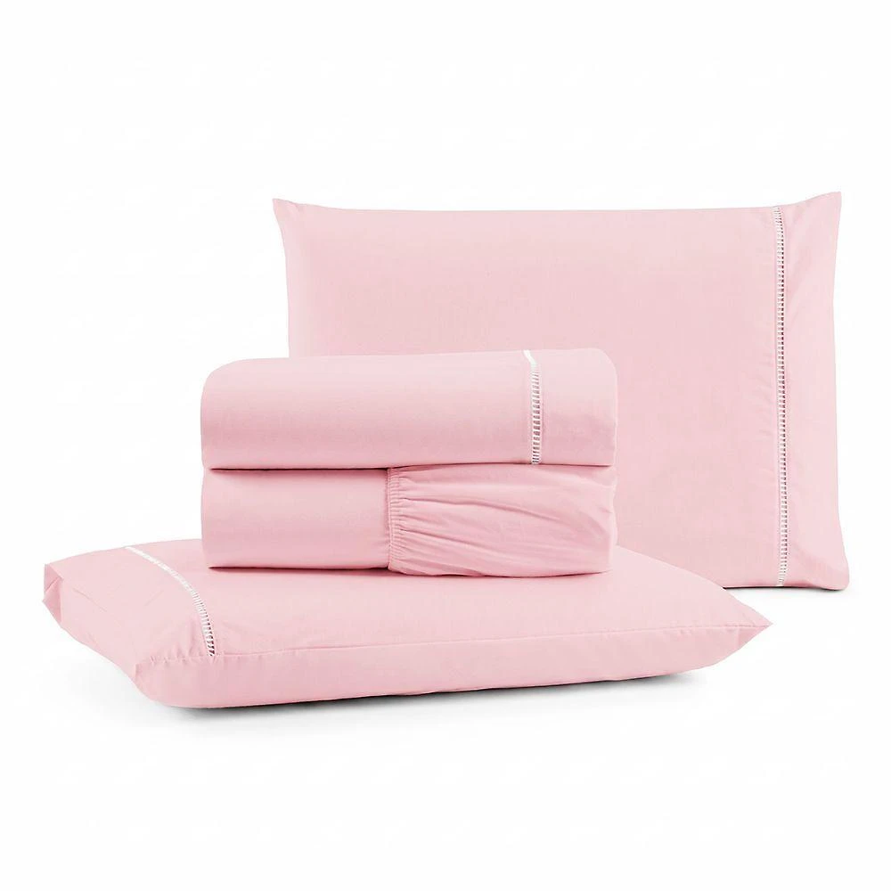Jogo de Cama Lençol Egipicio Queen 4 Peças Micropercal 600 Fios Macio Rosa Casa Show Enxovais