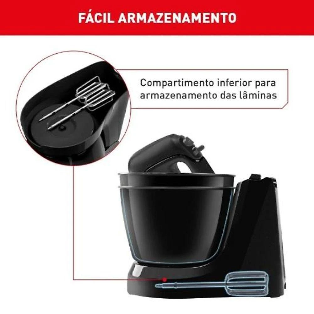 Batedeira Convencional de Arno Mini Chef 4L 400W 4 Velocidades Preto 220V