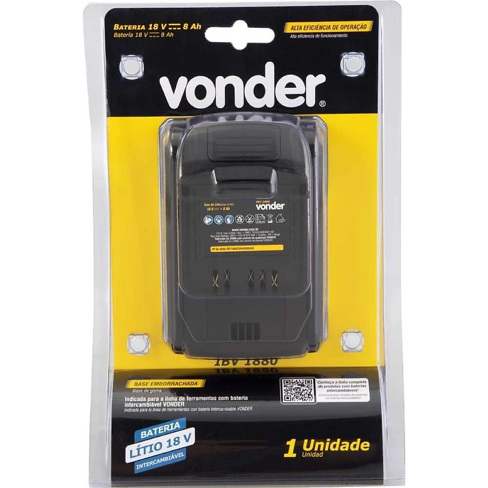 Bateria 18v 8,0ah ibv1880 linha intercambiável vonder
