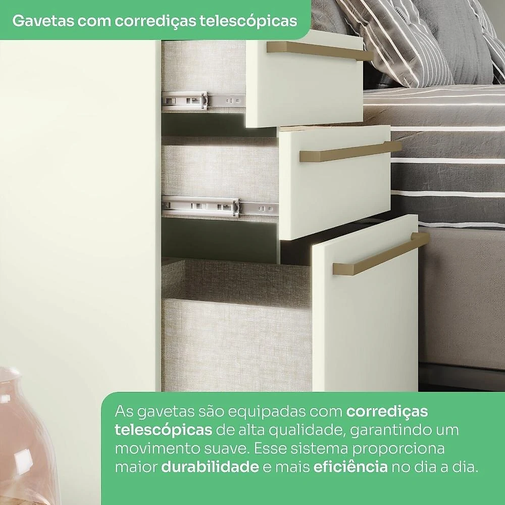 Quarto Modulado Casal Completo 8 Portas 9 Gavetas Canto Reto Seletto Areia HP