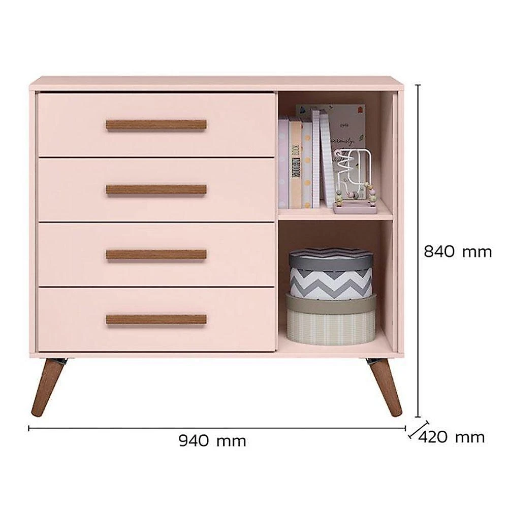 Quarto De Bebê Q Encanto Retrô Rosa Com Colchão Ortobom - Qmovi
