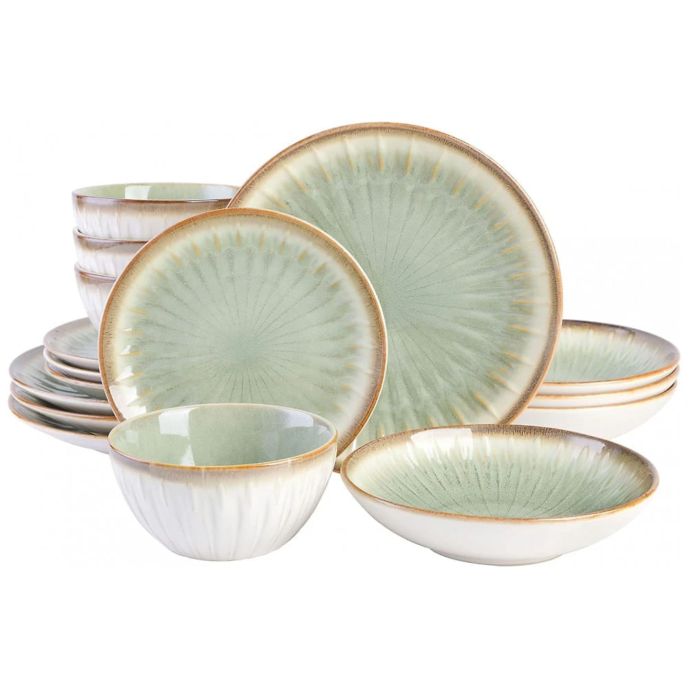 Aparelho de Jantar com 16 Peças Serve 4 Pessoas Gibson Elite Mayfair, Verde