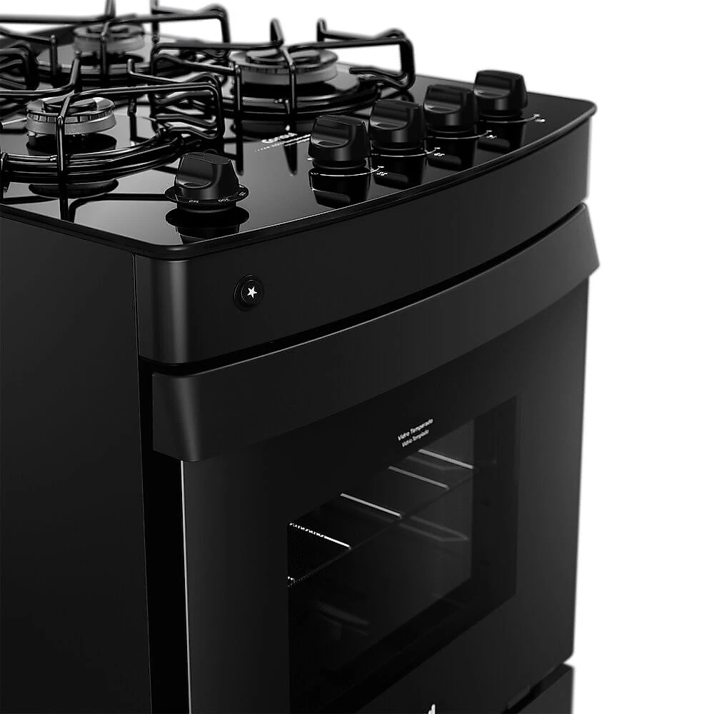 Fogão a Gás Consul 4 Bocas com Mesa de Vidro, Preto - CFO4VCE Preto - Bivolt