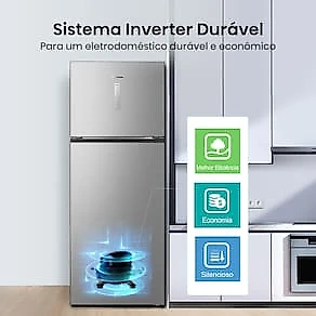 Geladeira Hisense Duplex Inox 467L Inverter Frost Free RT3N461 110V