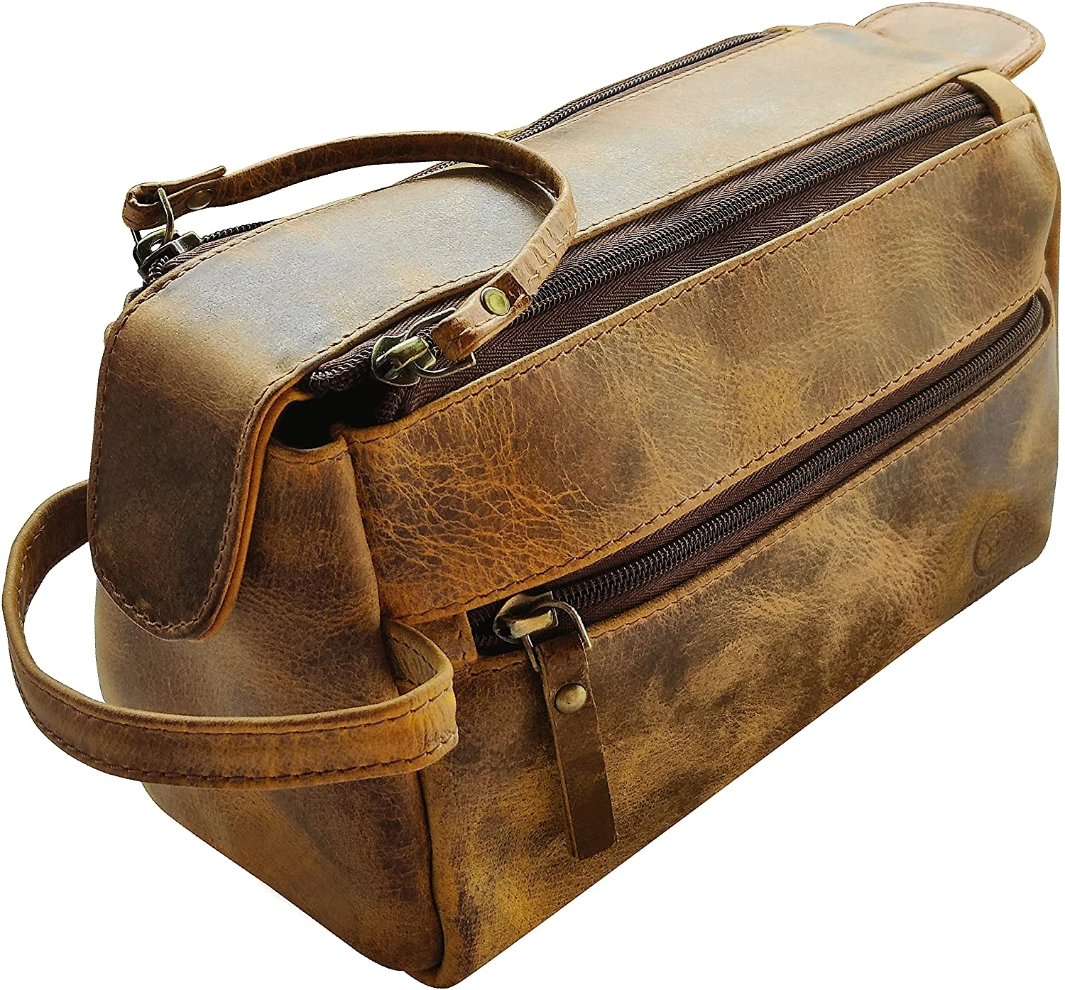 Rustic Town Necessaire Masculina Vintage de Couro Genuino