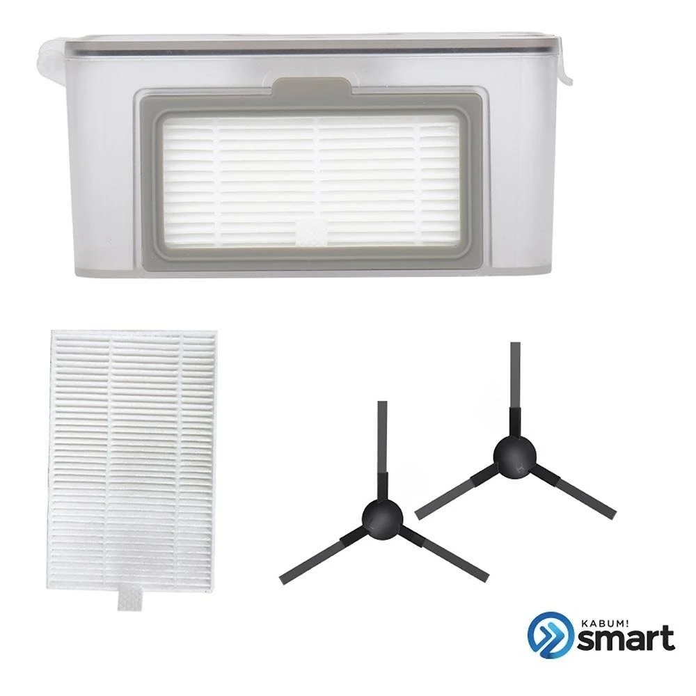 Kit reposição para Robô Aspirador KABUM! smart 100 - 1 Reservatório de Poeira + 5 Filtros HEPA + 2 Pares de Escovas Laterais - KSHPR191