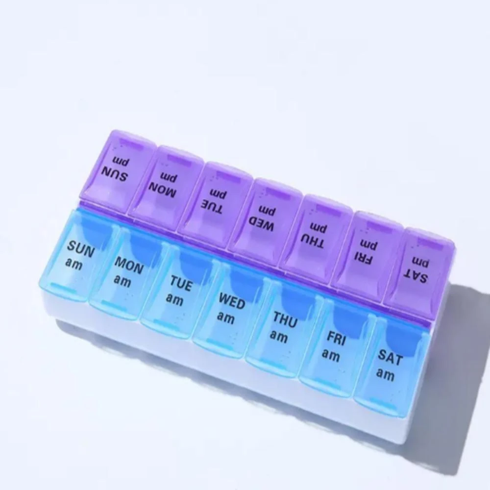 Porta Comprimidos Semanal 2 Divisorias Organizador Caixa Remedios Capsulas Suplementos Divisorias Colorido Estojo Multiu