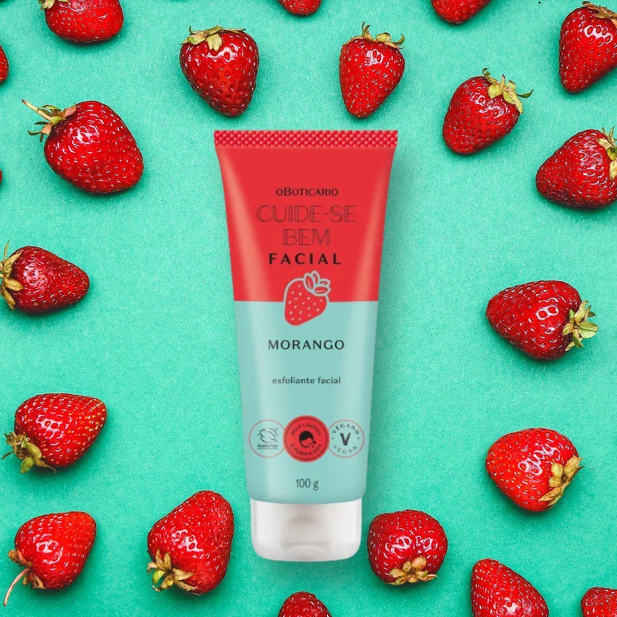 Miniatura Esfoliante Facial O Boticário Cuide-Se Bem Feira Morango