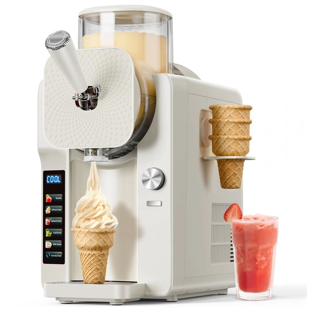 Máquina de Slush Raspadinha SOZT 2-em-1 Branca 2,2L 6 Programas Auto Limpeza 240V
