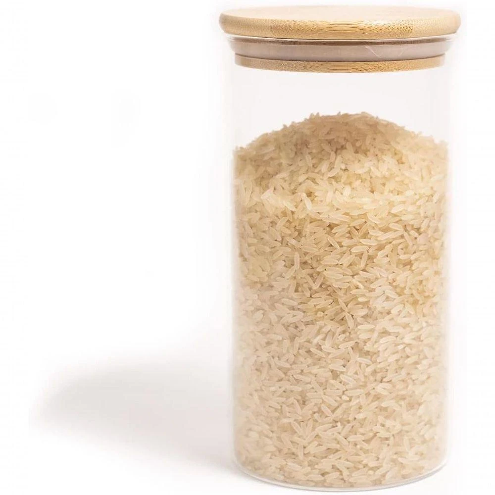 Pote de Armazenamento Redondo Flat Hermético Vidro Borossilicato com Tampa de Bambu Multiuso