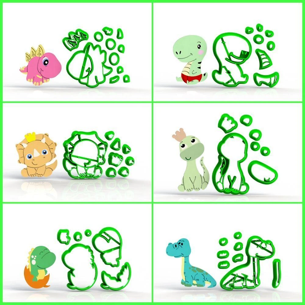 Cortador Kit Dinossauros Baby 6 Modelos Modulares Tamanho 5 Cm