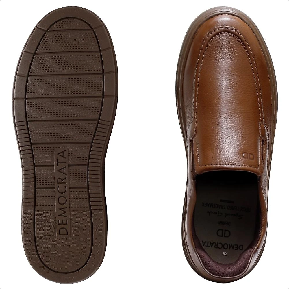 Sapatênis Democrata Calce Fácil Grid Slip On Masculino Marrom - 37