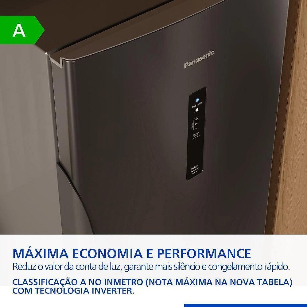 Geladeira Panasonic Duplex Frost Free Inverter 407L Antibacteria Ag Intuitive+ BB41 Titânio