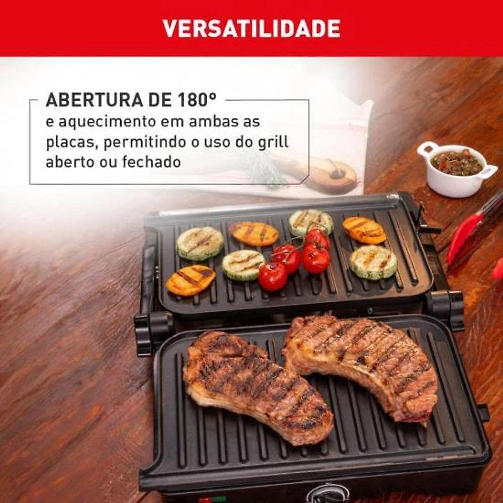Grill Arno Dual Gnox Inox com Abertura de 180 graus  Termostato Ajustável 1100W Inox 110V