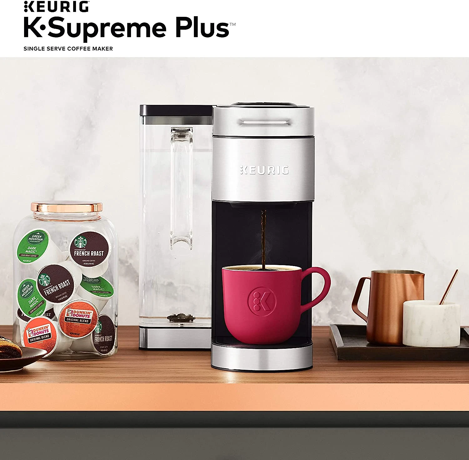 Keurig KSupreme Plus Coffee Maker Single Serve KCup Pod Coffee Brewer With MultiStream Technology 78 Oz Removable Reservoir and Programmable Settings Stainless Steel
