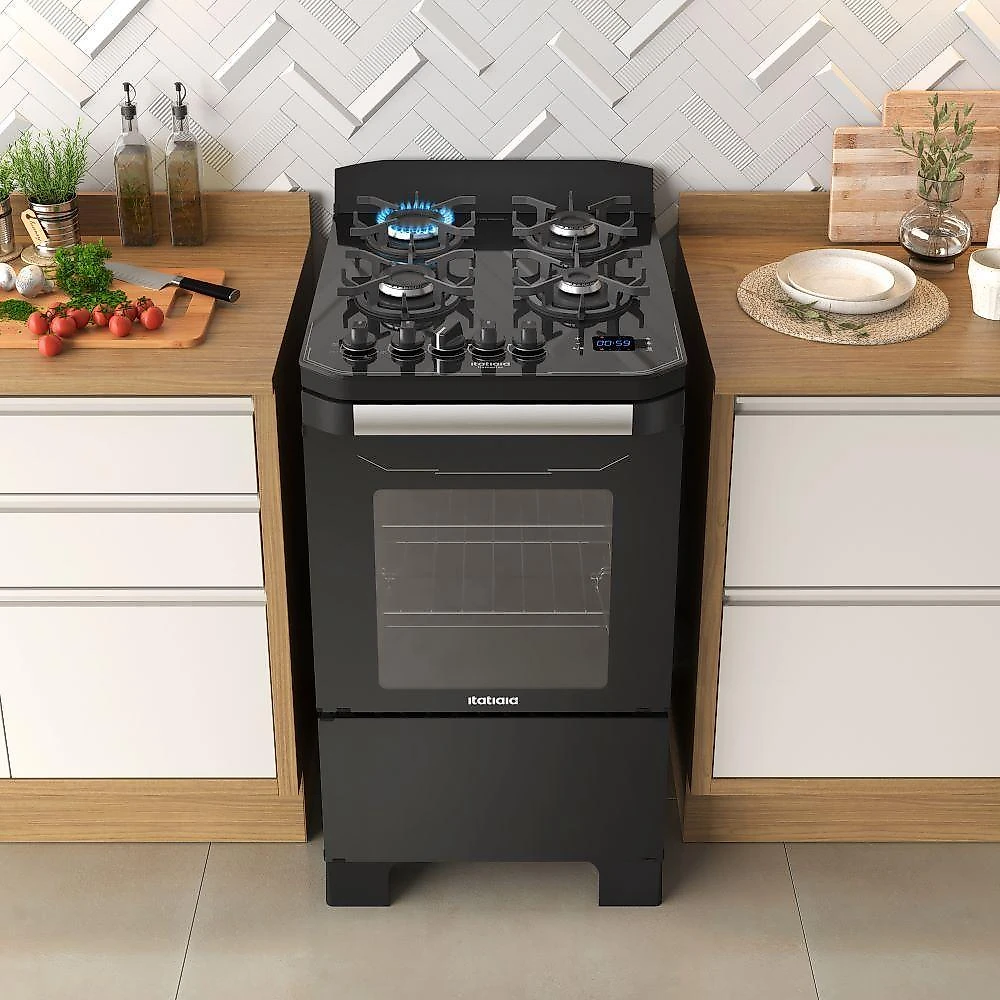 Fogão itatiaia itamaster 4 bocas preto bivolt 3700000334