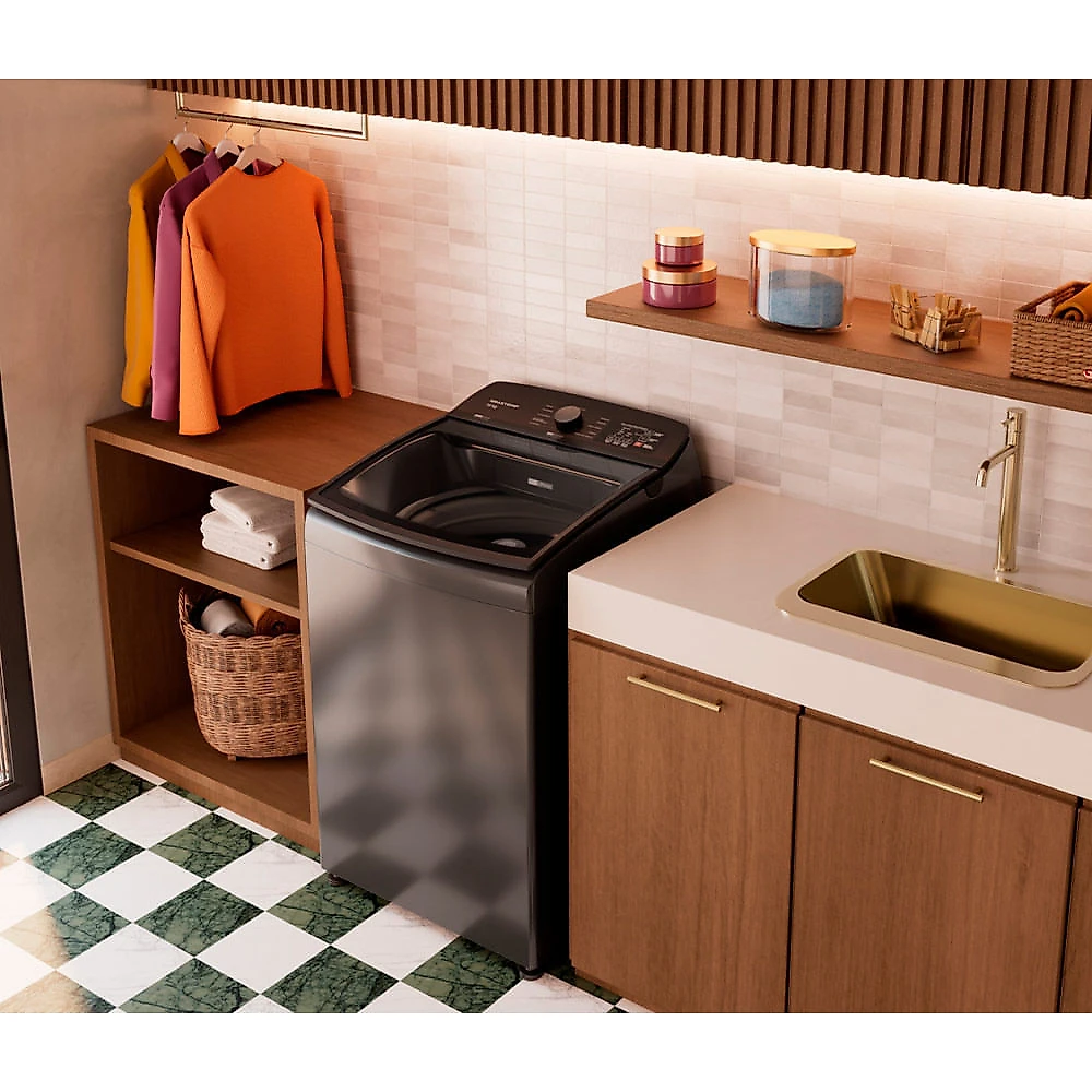 Lavadora de Roupas Brastemp 16Kg Cinza Platinum com 12 Programas de Lavagem com Smart Sensor - BWF16A9 110