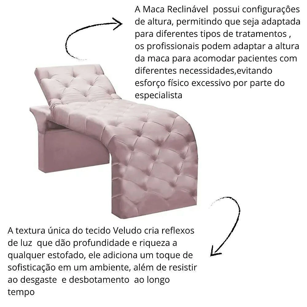 Maca Estofada Estética Cílios Regulável Spa Veludo Anitta Cor:rosê