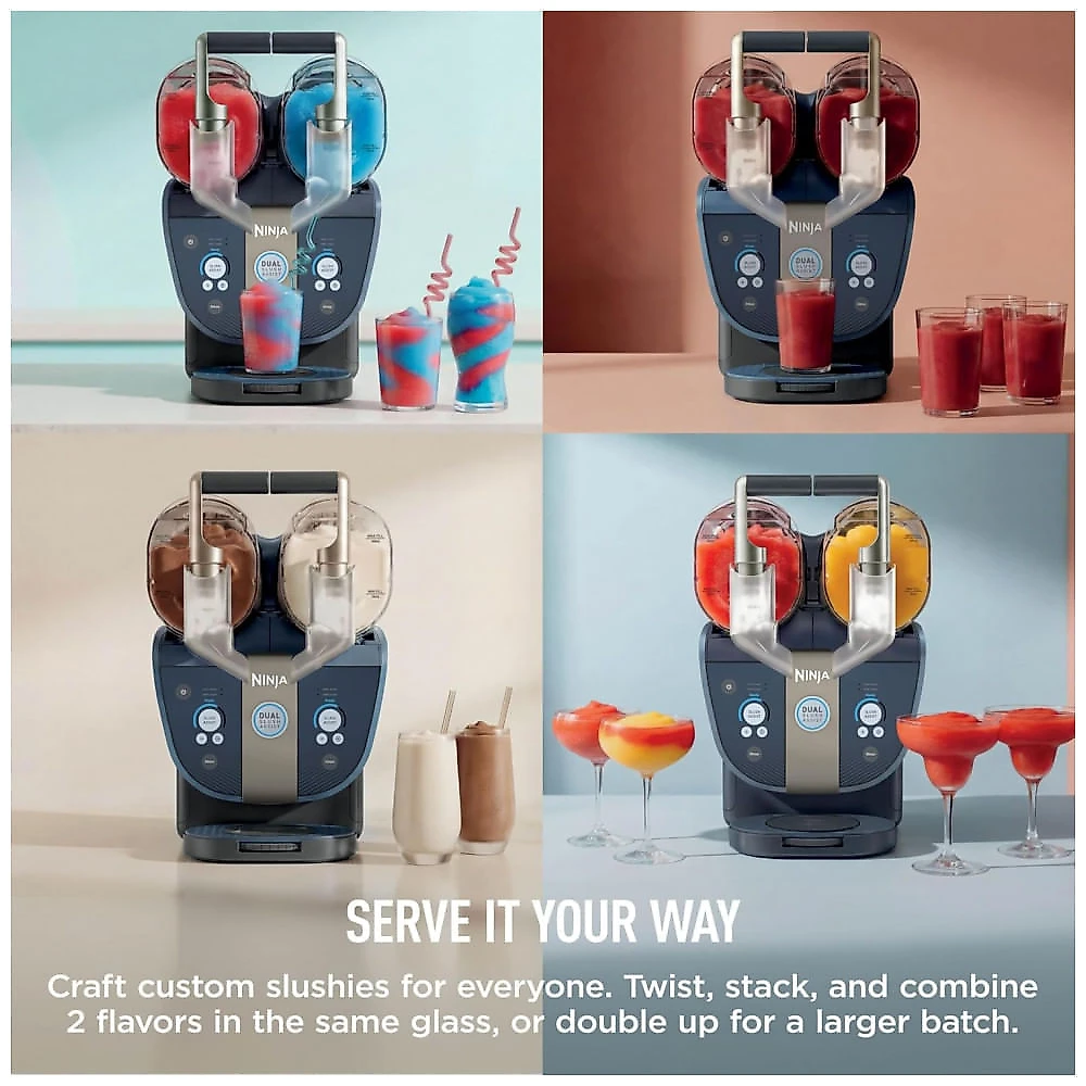 Máquina de Frozen Drink Ninja SLUSHi Twist Smart Dual SlushAssist FS701BL 44,5 cm Profundidade