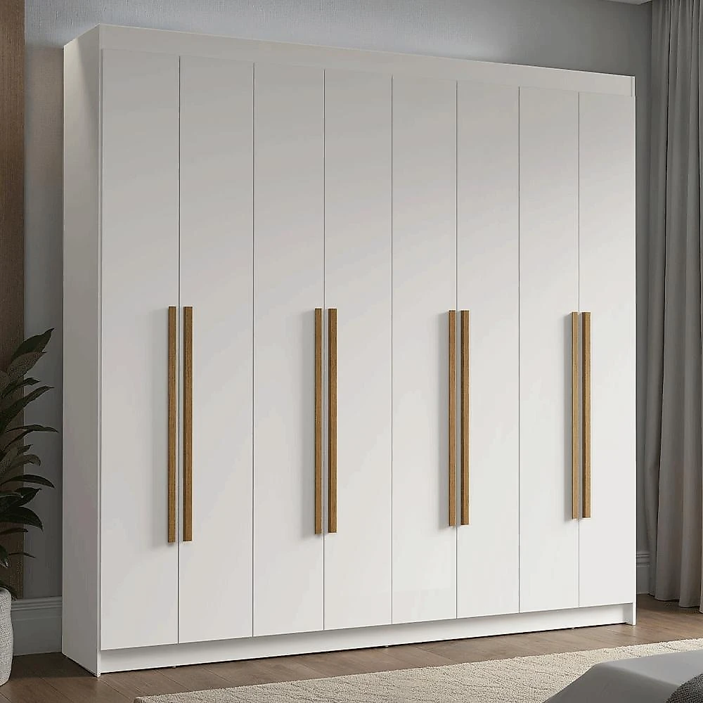 Guarda-roupa casal 8 portas batentes branco/branco/rustic venus madesa