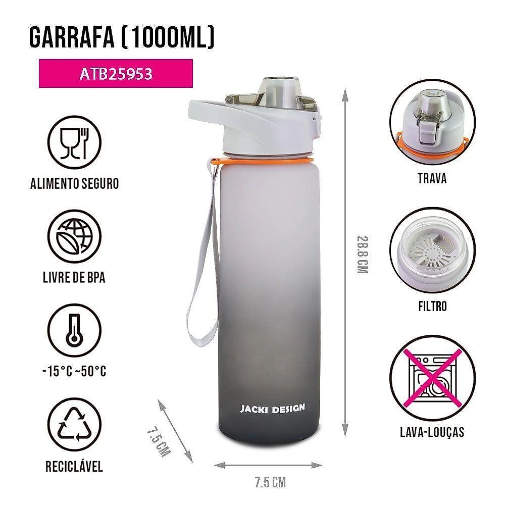 Kit bolsa térmica, marmita, garrafa 1l, porta talheres vibe cinza