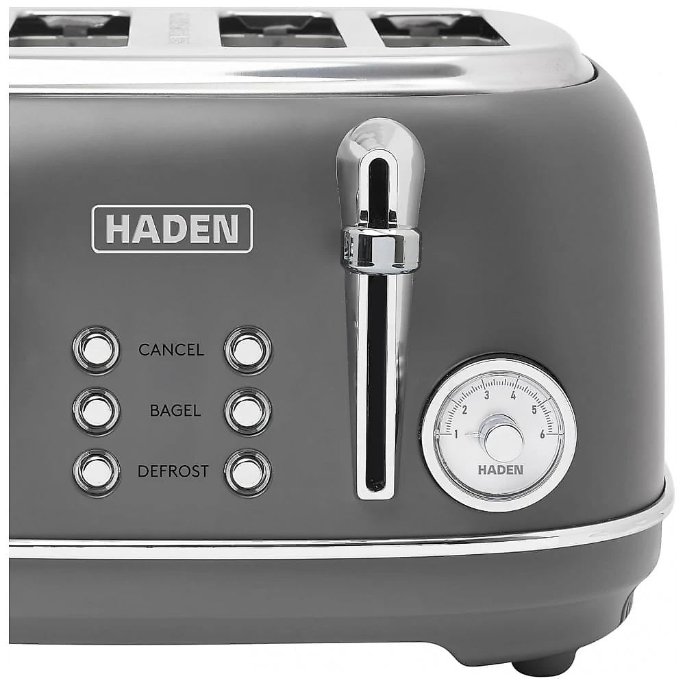 Torradeira HADEN Chelsea inox 4 fatias cinza e cromada com fenda larga e 6 níveis de tostagem 1500W 110V
