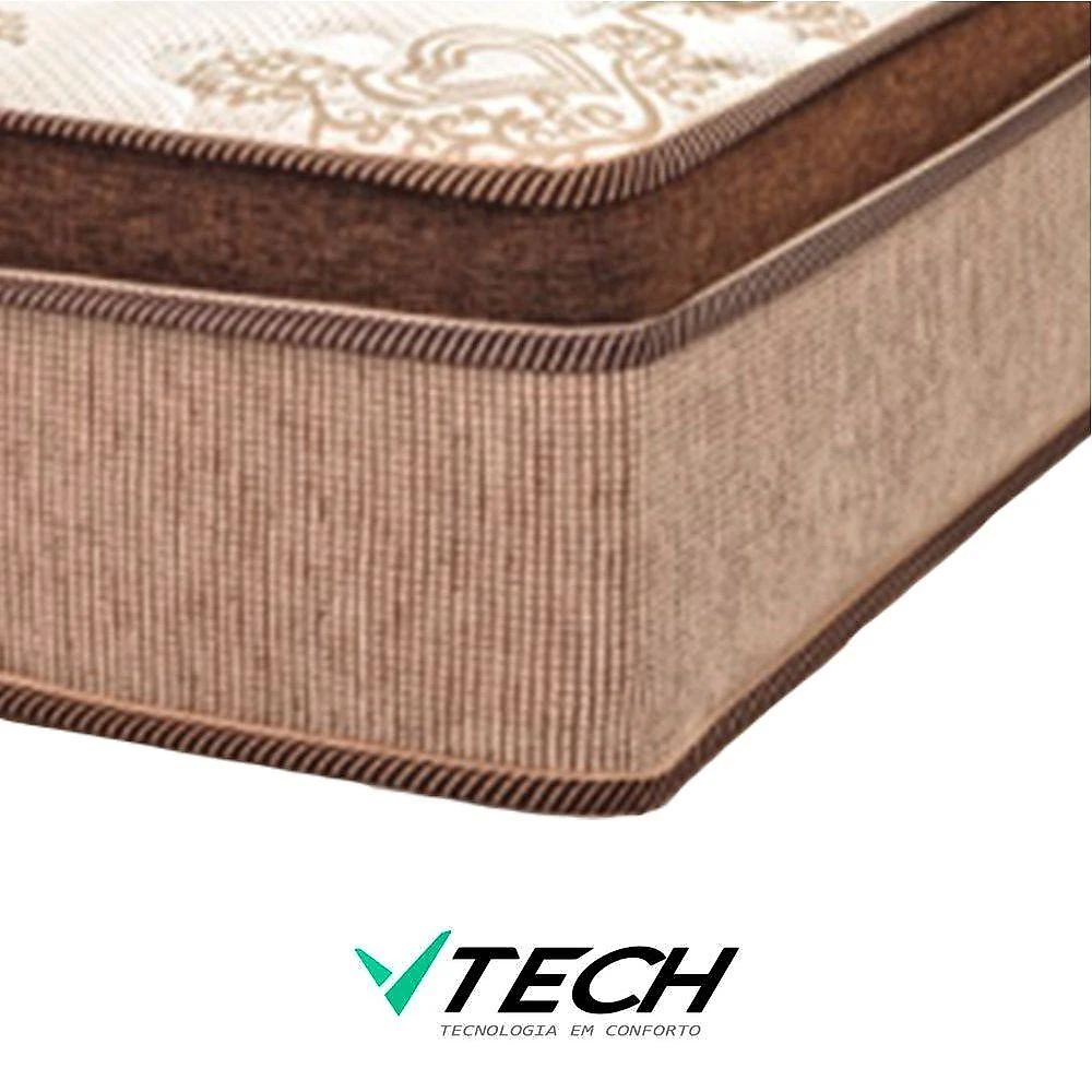 Cama Box com Baú Solteiro Bravus Euro Pillow Molas Ensacadas Bege Vtech 78CM webcontinental-7897695666641