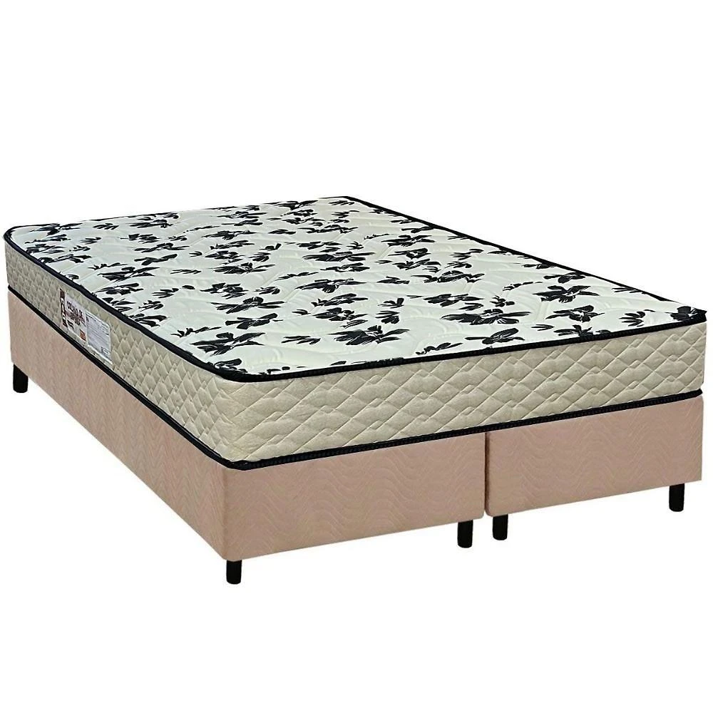 Cama Box Queen: Colchão Espuma D33 Paropas Pasquale Wave Clean + Base Crc Suede Clean (158x198)