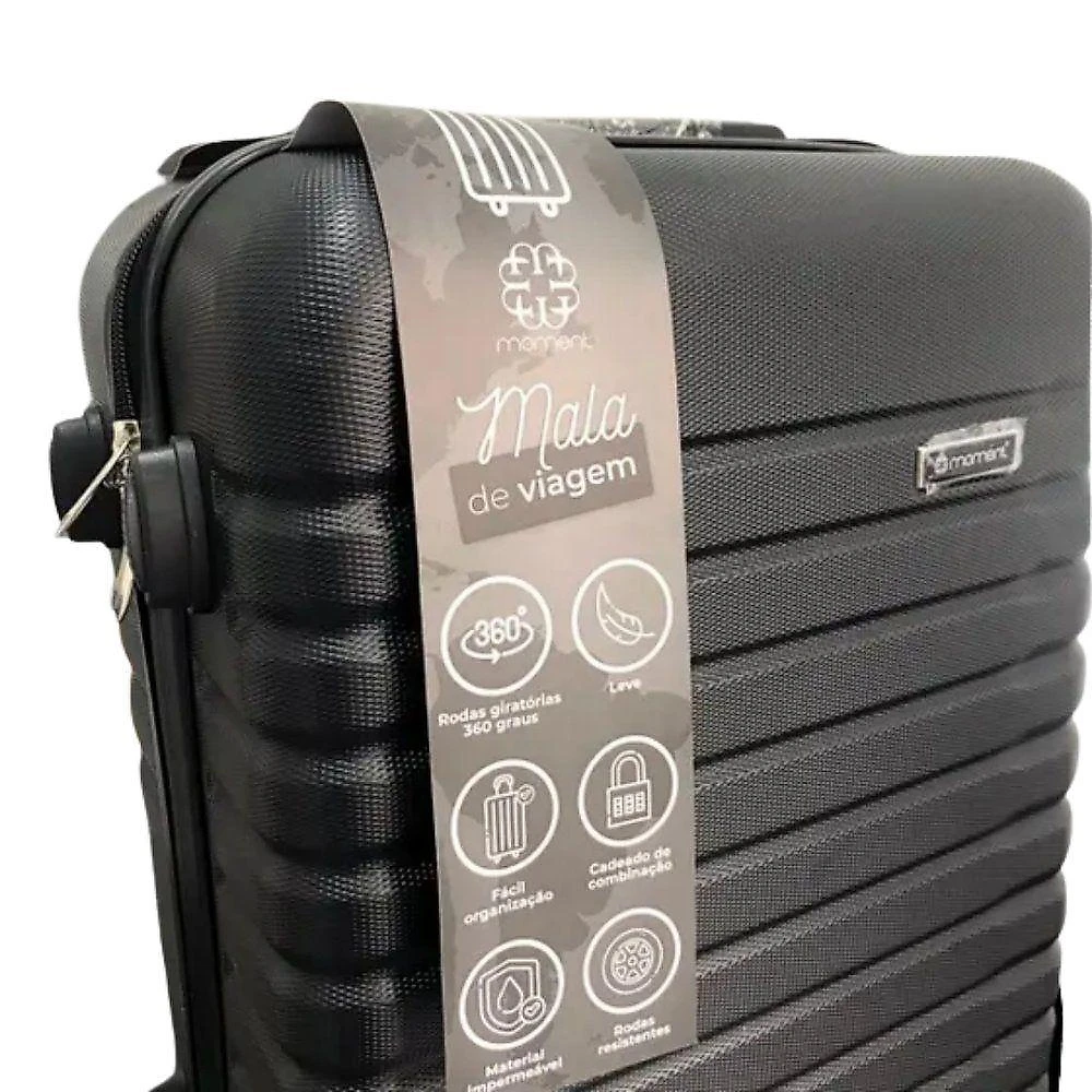 Mala de Viagem de Bordo 10kg em ABS com Rodas Duplas 360º e Cadeado Embutido Preto Moment