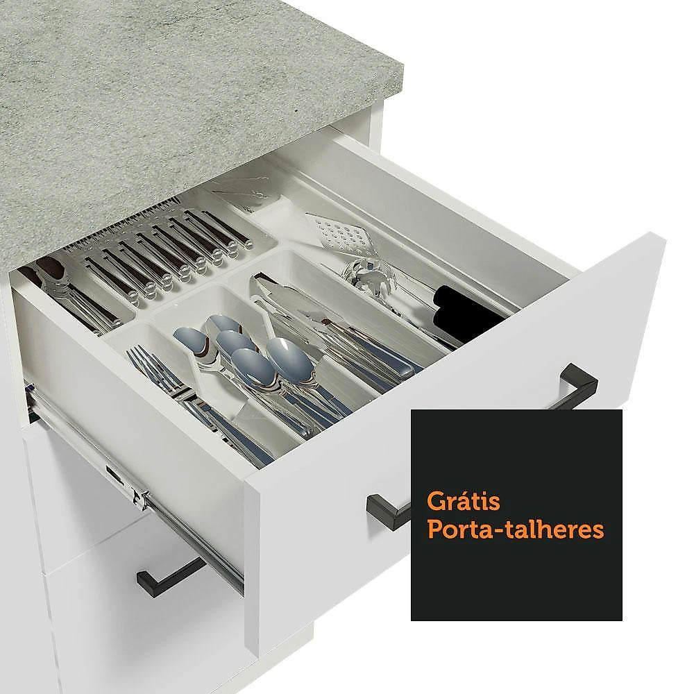 Cozinha completa madesa agata 260002 com armário e balcão (sem tampo e pia) - branco