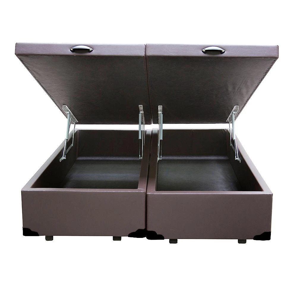 Cama Box Baú Blindado Casal Bipartido 138x188cm Sintético Marrom Homequeen