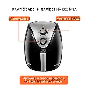Fritadeira Elétrica Sem Óleo Air Fryer Mondial AF-30 Family Inox IV 3,5l – Preta 110V
