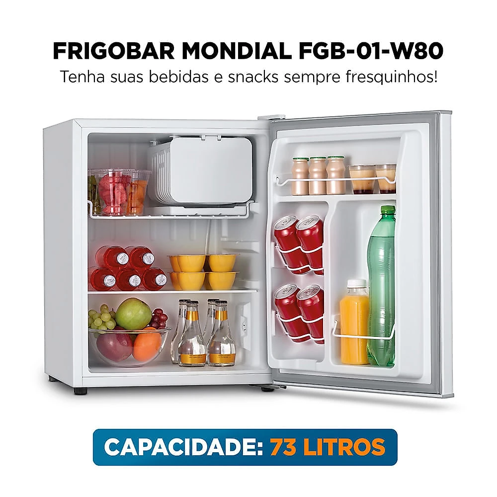 Frigobar Mondial 73L Porta Reversível Branco FGB-01-W80 110