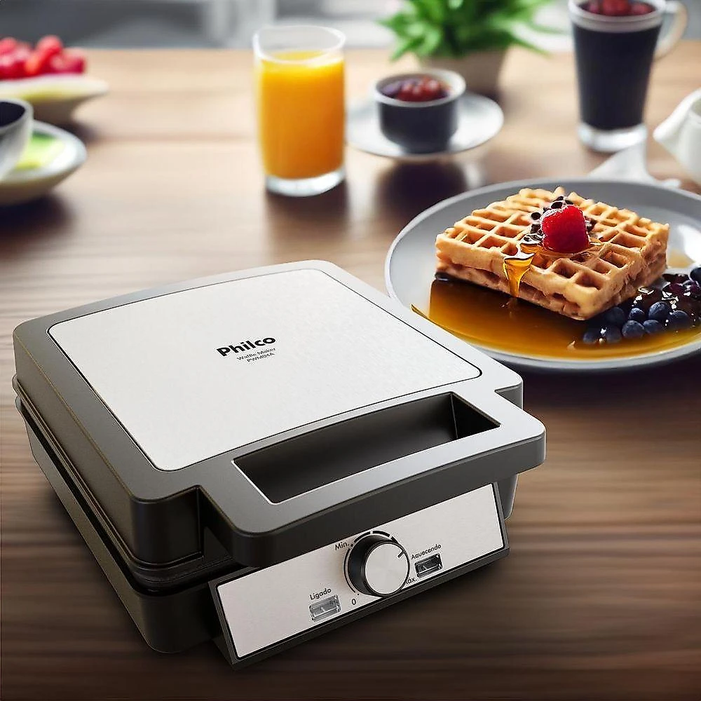 Waffle Maker PWM04A 5 Temperaturas Placas Maxx Clean 25x25cm Preto 220V Philco