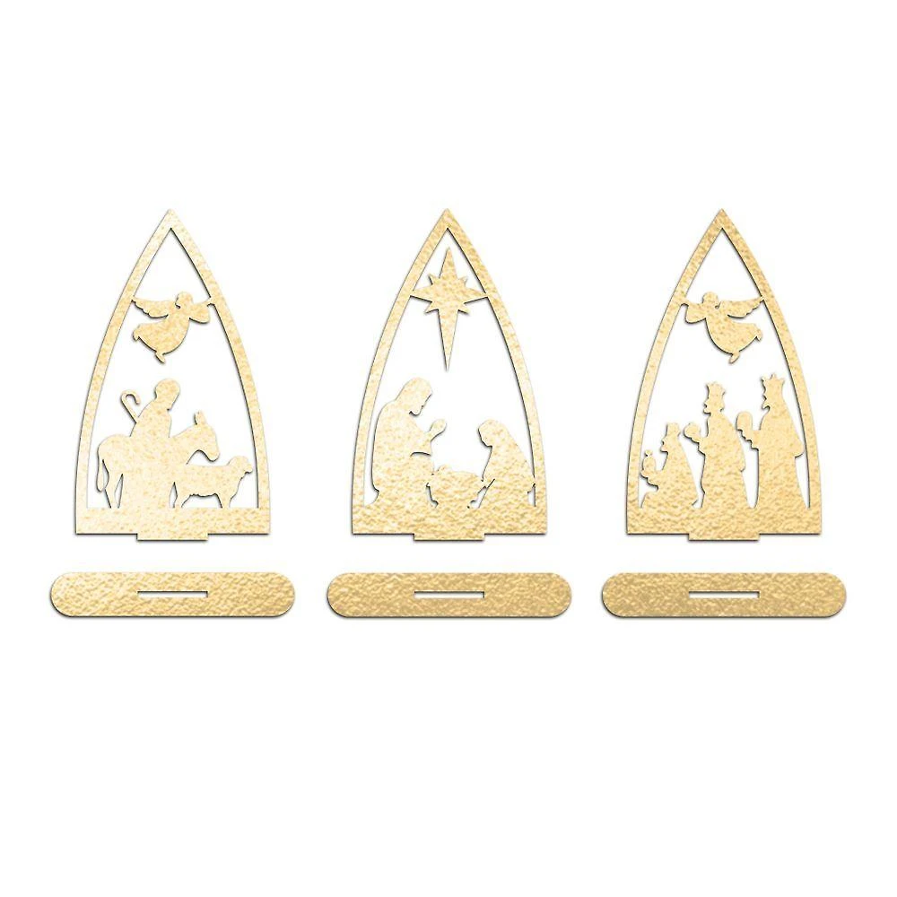 Trio Presépio Natal 9cmx15cm - Cria Arte Laser Dourado