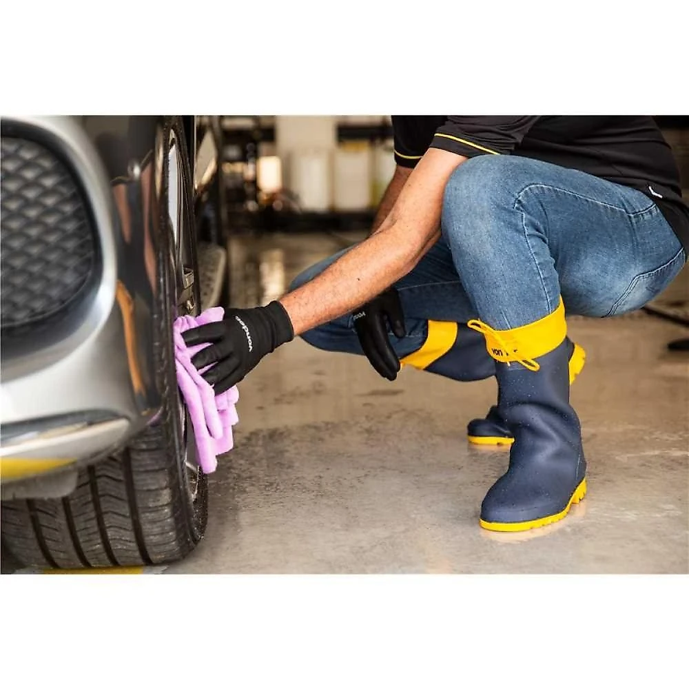 Bota pvc 37/38 azul/amarela cano médio sem forro vonder