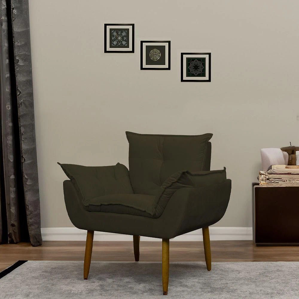 Poltrona Decorativa Para Sala E Quarto Opala Suede Herrero Cor:marrom Escuro