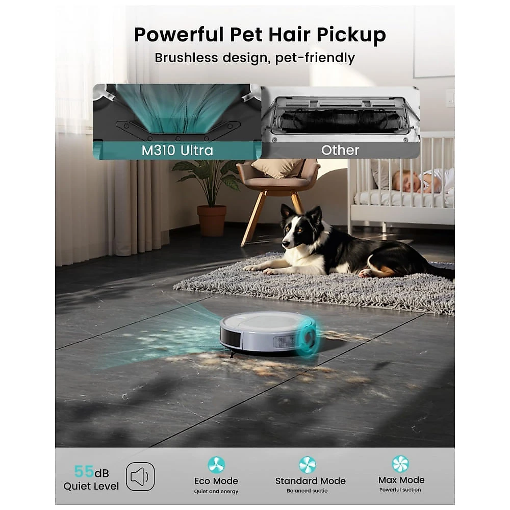 Robô Aspirador e Mop Lefant M310 Ultra 6000Pa Navegação ToF LiDAR WiFi Alexa Cinza 170min