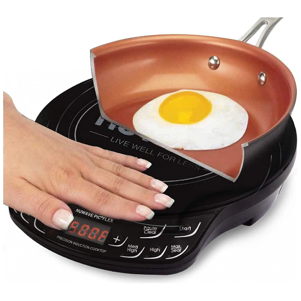 Nuwave PIC Flex com Frigideira Antiaderente Anodizada Duralon, Cooktop de Indução Portátil e Potente, Bobina de Aquecimento
