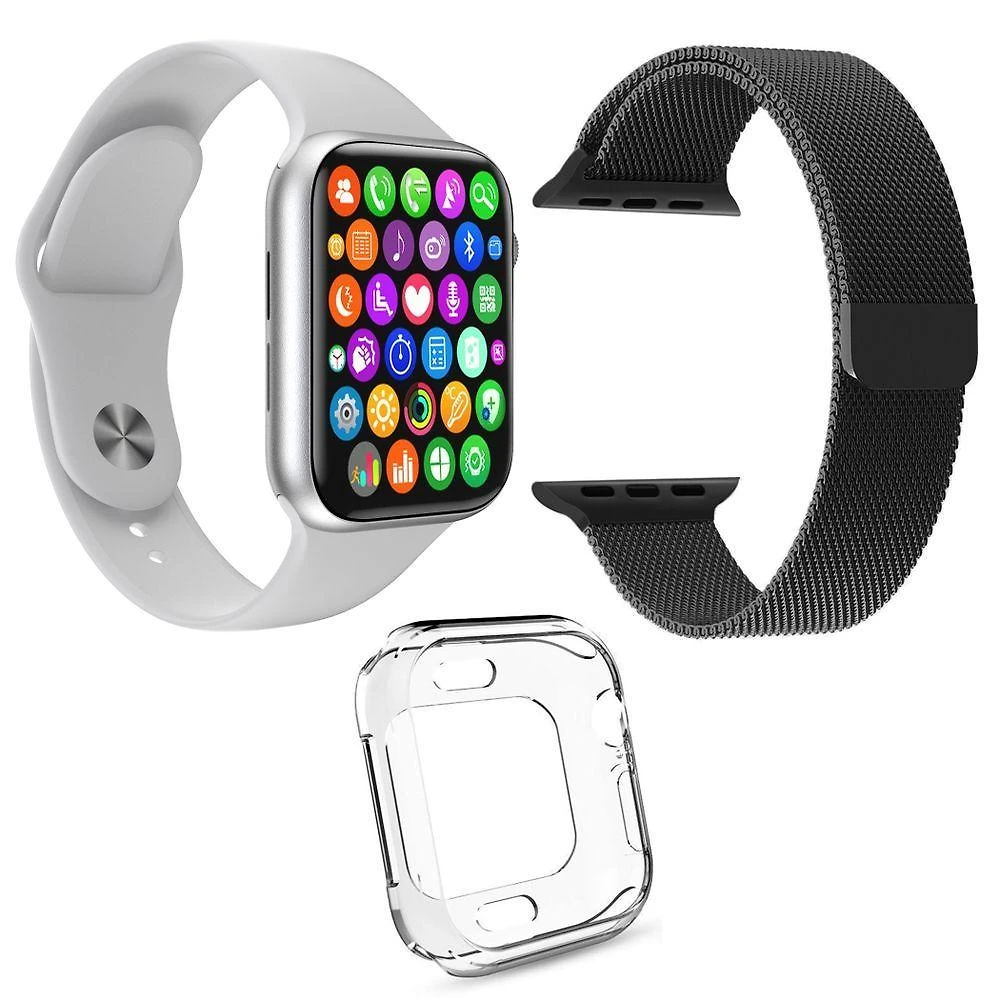 Kit 1 Relógio W34 S + Pulseira Aço Milanese + Case Silicone