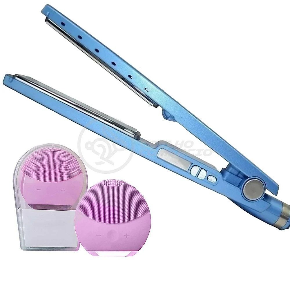 Kit 1 Prancha Nanotitanium + 1 Esponja Facial Rosa Bebê Nº30