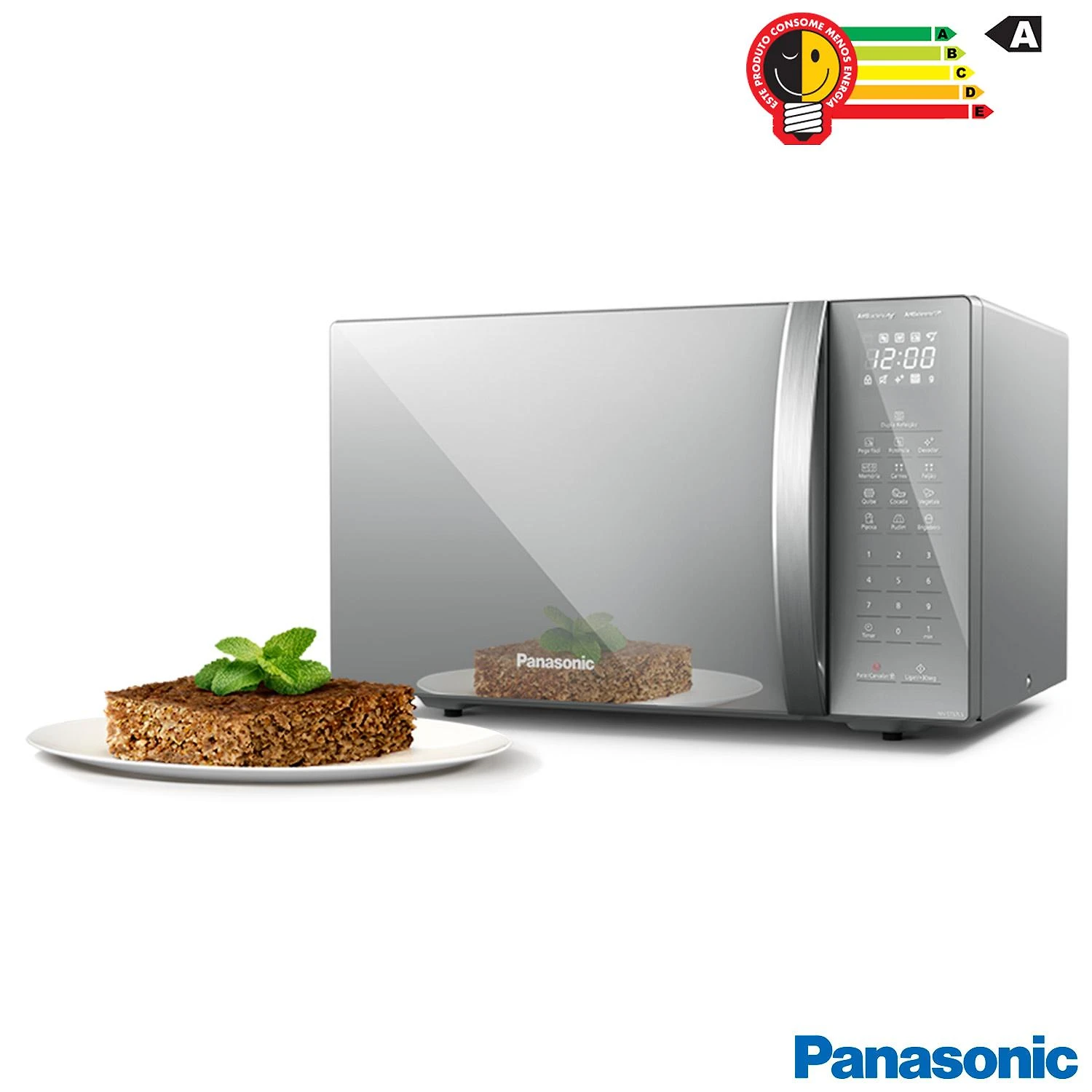 Miniatura Micro-ondas de Mesa Panasonic com 34 Litros de Capacidade Inox - NN-ST67LSRUN 110
