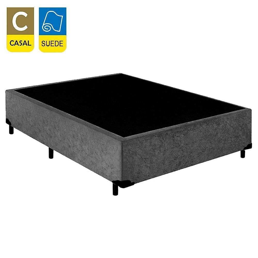 Cama Box Casal Suede Sereneprime Cinza 138x188x40