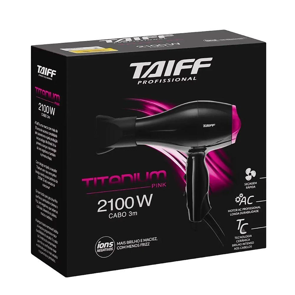 Secador De Cabelo Titanium 2100W Preto/pink / 110V