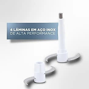 Miniprocessador de Alimentos Black Decker MP300G Antiaderente em Inox, Modo de 2 ou 4 Lâminas com 2 Velocidades - 300W 110V