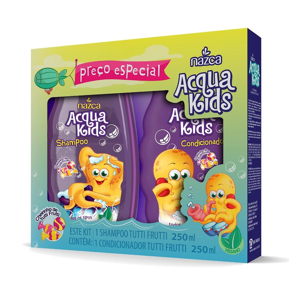 Acqua Kids Nazca Shampoo e Condicionador Tutti Frutti 250ml Cada Preço Especial