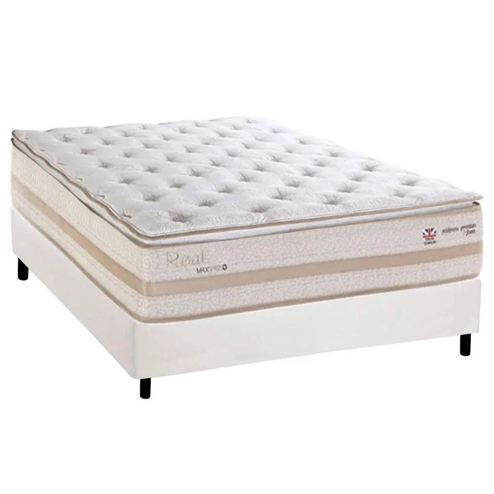 Cama Box Casal Corano White Colchão Real Pillow Top Branco Herval